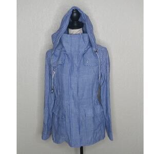 Vernacular Striped Zip Front Jacket with Hood Size S (cl)